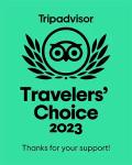 Certificato di eccellenza Tripadvisor 2023: riconoscimento per il supporto dei viaggiatori.